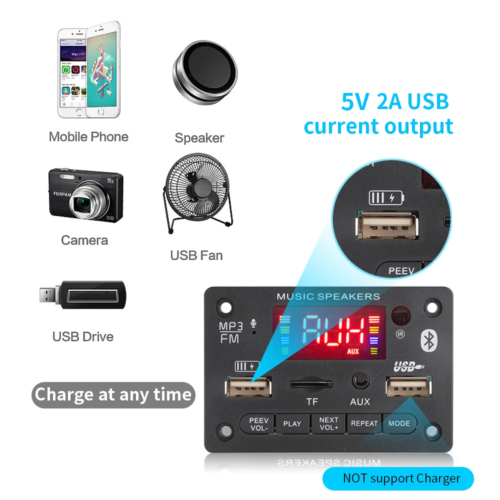 samsung mp3 player Kebidu 2*40W Amplifier MP3 Player Module Bluetooth 5.0 Decoder Board 5V-26V 80W Amplifier Car FM Radio Module mp3 players best mp3 player