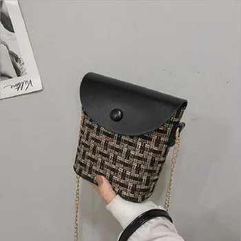 

Fashion Women PU Leather Crossbody Bag Ladies Woven Bags Casual Style Small Light Weight Bucket Shoulder Bag