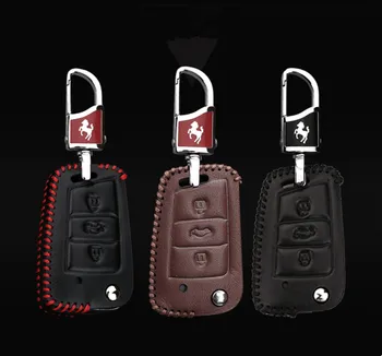 

Leather Car Key Cover with Key Holder For Volkswagen VW Golf 4 5 6 7 MK7 GTI B5 B6 Jetta MK5 MK6 Touran Polo Tiguan 2009-2015
