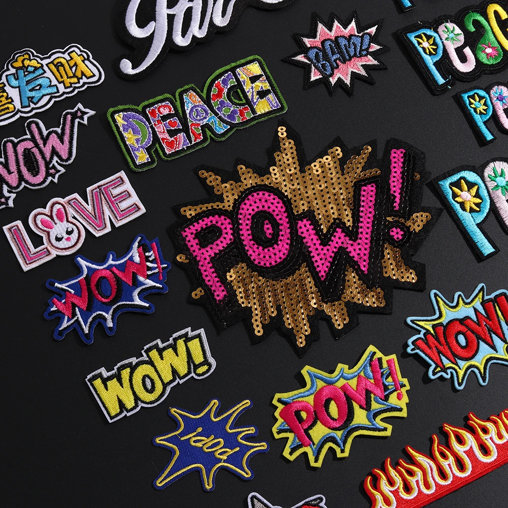 Peace Wow Pow письмо термонаклейки цвета музыка любовь звезда слова аппликации для одежды пальто наклейки 3D Diy Одежда Декор