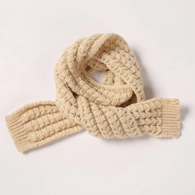 YELITE criandas meninos meninas cachecol de malha fibra acrilica cor sólida engrossado inverno pescocos mais quente xale letras