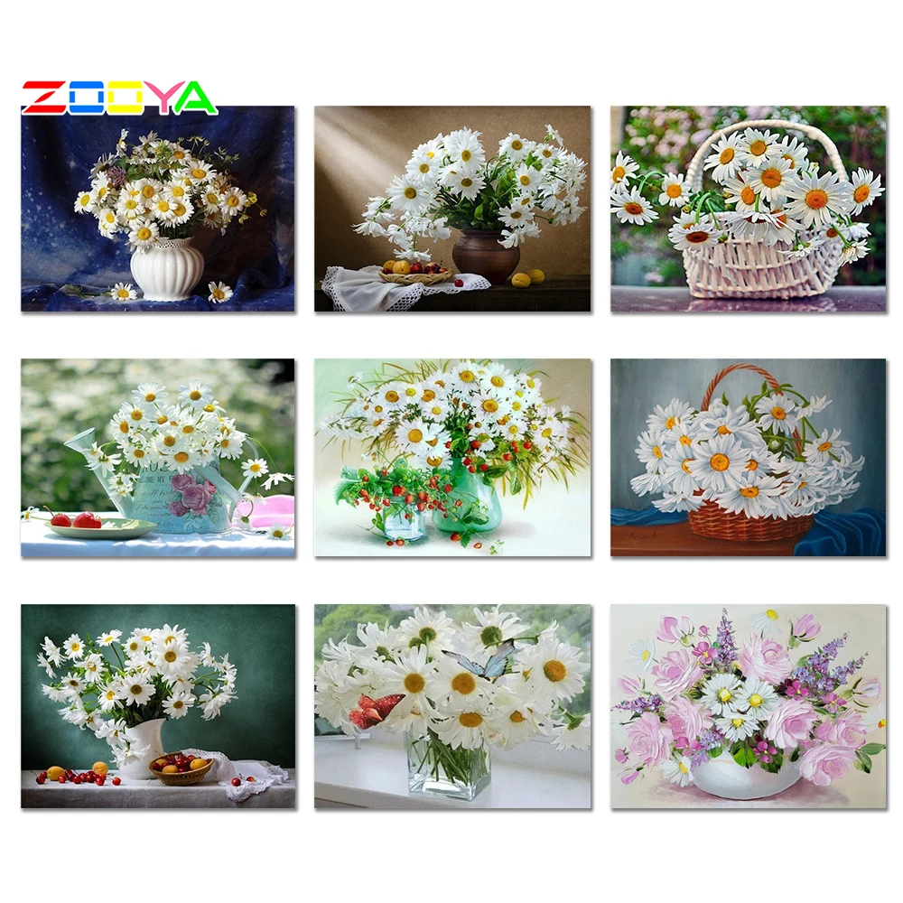 Zooya Diy Алмазная вышивка цветок Маргаритка полная квадратная картина Стразы