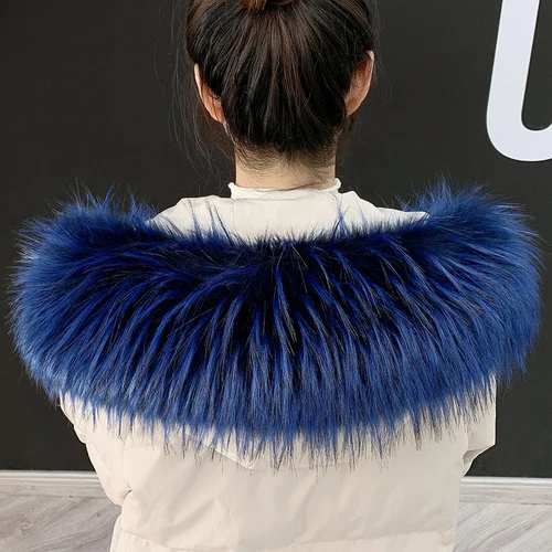 royal blue raccoon Lady Blinger очень большой меховой воротник из искусственного лисьего меха зимняя парка пальто капюшон меховой Декор DIY искусственный мех пальто енот меховой воротник меховые шарфы - Цвет: royal blue raccoon