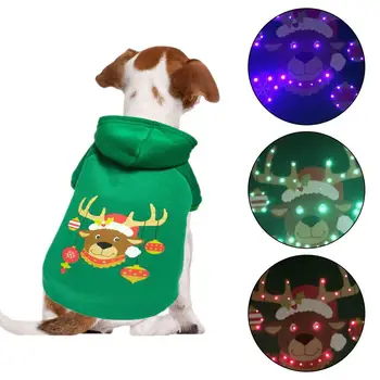 

Christmas Dog Outfit Lighted Up Pet Shirt Dog Costume Puppy Pet Hoodie Clothes LED Holiday Doggie Sweater