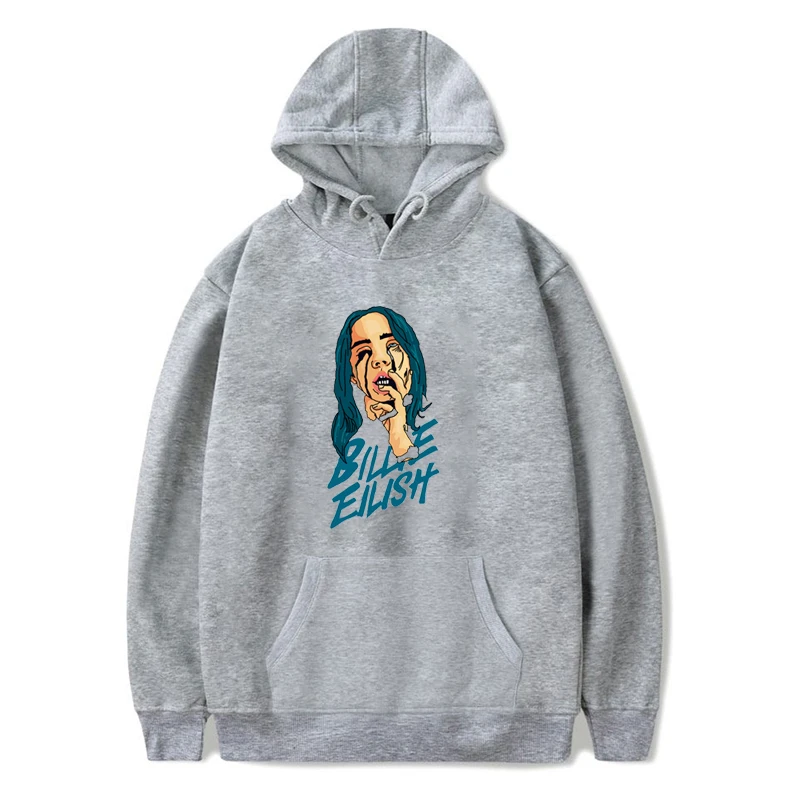 Модная Толстовка Billie Eilish, мужская хлопковая толстовка с капюшоном, парная Толстовка Billie Eilish, простая теплая Толстовка для женщин/мужчин, одежда с капюшоном - Цвет: 9Grey