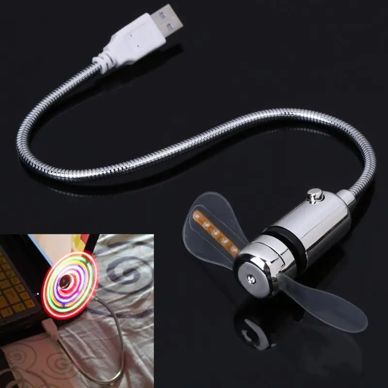 Мини USB2.0 Настольный вентилятор Красочный Светодиодный свет Гибкая длинная рука USB охлаждения Ventilateur для ноутбук, лэптоп, компьютер USB гаджеты