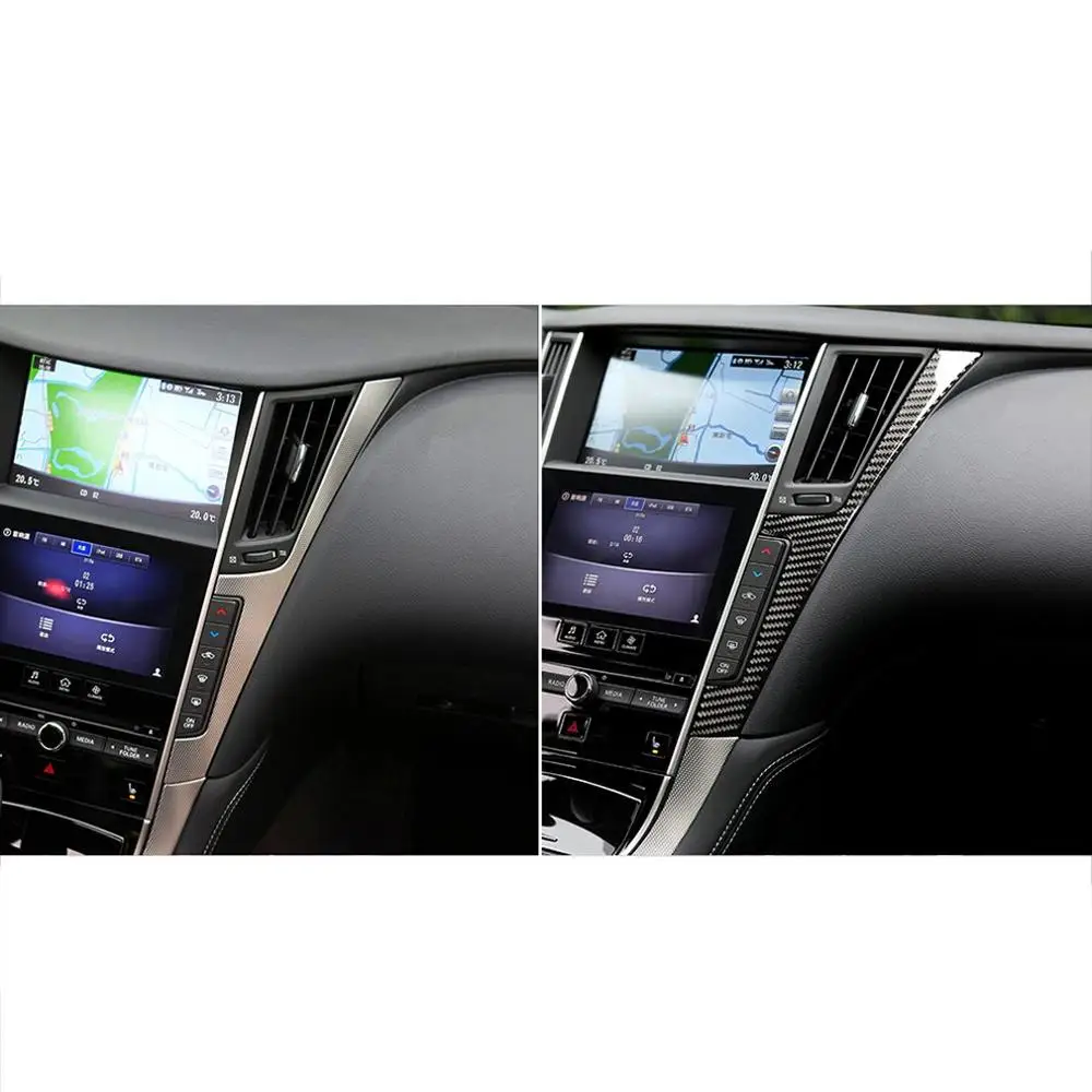 Углеродное волокно центральная консоль Панель рамка Накладка для Infiniti Q50 V37+ украшение интерьера автомобиля комплект