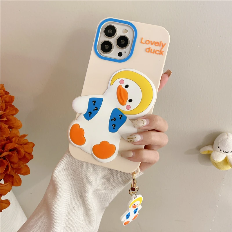 Cute Iphone Cases 12 Pro Iphone Se 2 Case Duck Mobile Phone Cases Covers Cute 3d Aliexpress