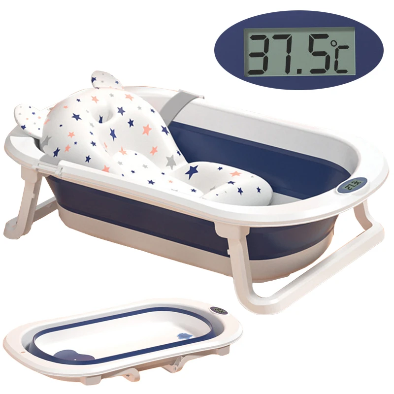 Foldable Baby Bathtub With Thermometer Bath and Shower Baby Bathtubs