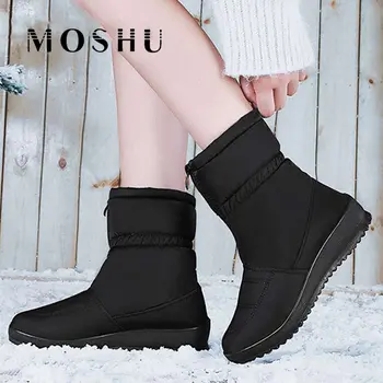 

Waterproof Winter Snow Boots Ankle Boots for Women Warm Fur Insole Platform Shoes Ladies Botines Black Botas Mujer Invierno 2020