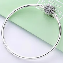 Оригинальная Сверкающая Звезда с кристальной застежкой змеиная цепочка браслет подходит для бусины из стерлингового серебра 925 браслет-Шарм Diy европейские ювелирные изделия