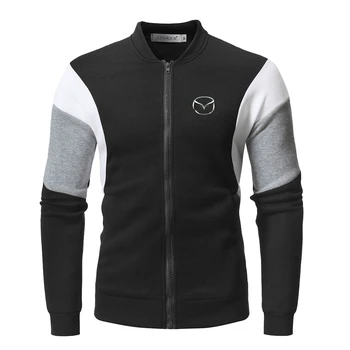 

Classic Patchwork Fitness Sweatshirt Men Round neck Winter Autumn Warm England Style Mazda LOGO Casual Jackets Fast delivery