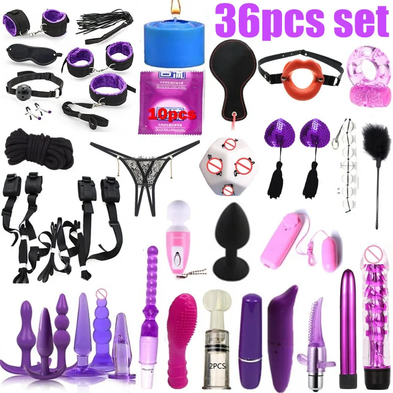 Секс игрушки для пар набор из 36 предметов вибраторов бондажа нейлоновый
