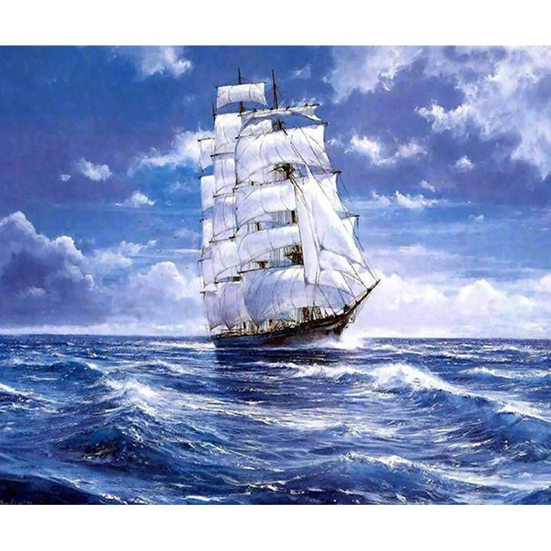 

TOP!-5D Diy Diamond Painting Boat Scenery Cross Stitch Sewing Boat Diamond Embroidery Home Decoration Diamond Mosaic New Product