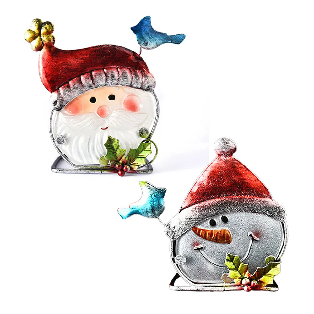 Cute European Santa Claus Snowman Style Candlestick Candle Holder Iron Art Garden Adornment Christmas Decoration | Дом и сад