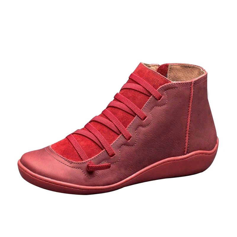 Oeak/обувь; женская Вулканизированная обувь; повседневная обувь на плоской подошве; сезон осень-зима; ботильоны в стиле ретро; Однотонный женский набор для ухода за обувью