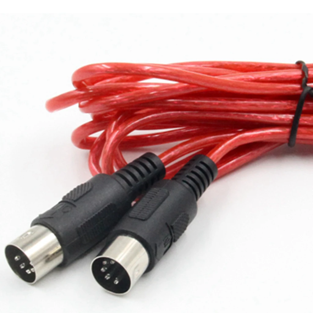 MIDI Cable Music Wire Double-headed 5 Pin Cable For Electronic Piano Red