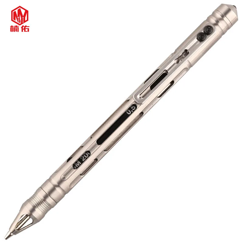 Titânio Tático Arma Parafuso Mola Imprensa Assinatura Caneta Escrita Push-on Auto-defesa Edc Janela Quebrada Multi-ferramenta 1 pc 14 caneta edc janela quebrada multi-ferramenta