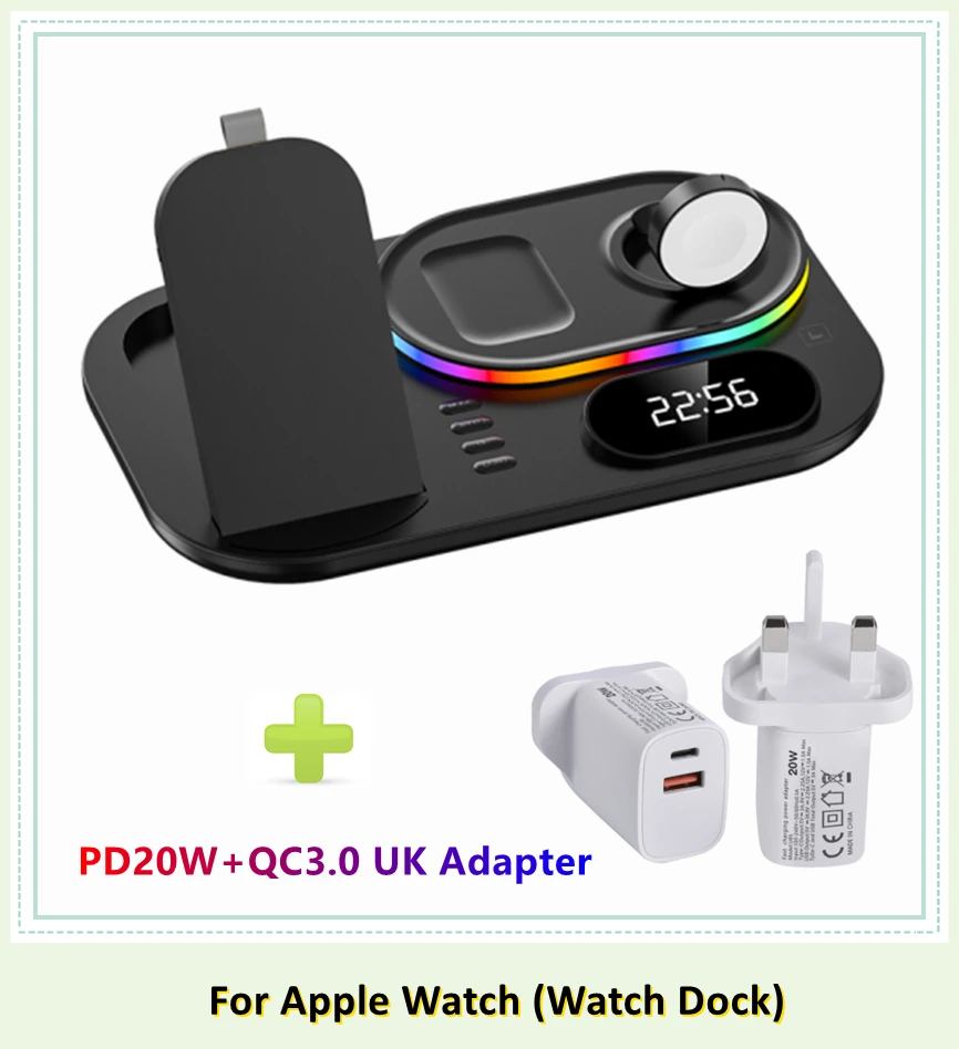 LED 4 in 1 Wireless Charger Dock Qi Fast Charging Station for Apple Watch Airpods iPhone 12 13 Pro Samsung S21 Note Mobile Phone apple magsafe duo charger Wireless Chargers