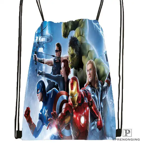 Drawstring Backpack Пользовательский Человек-паук Мстители походная сумка на шнурке милый рюкзак для детей(черная спинка) 31x40 см#180611-01-27 - Цвет: Drawstring Backpack