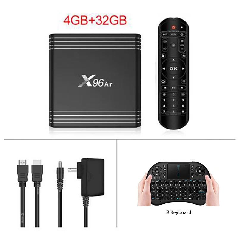 Белый X96 Air Android 9,0 Smart tv BOX Amlogic S905X3 4G DDR3 64G 32G EMMC ROM телеприставка 4K 8K Netflix Wifi медиаплеер приемник - Цвет: Белый