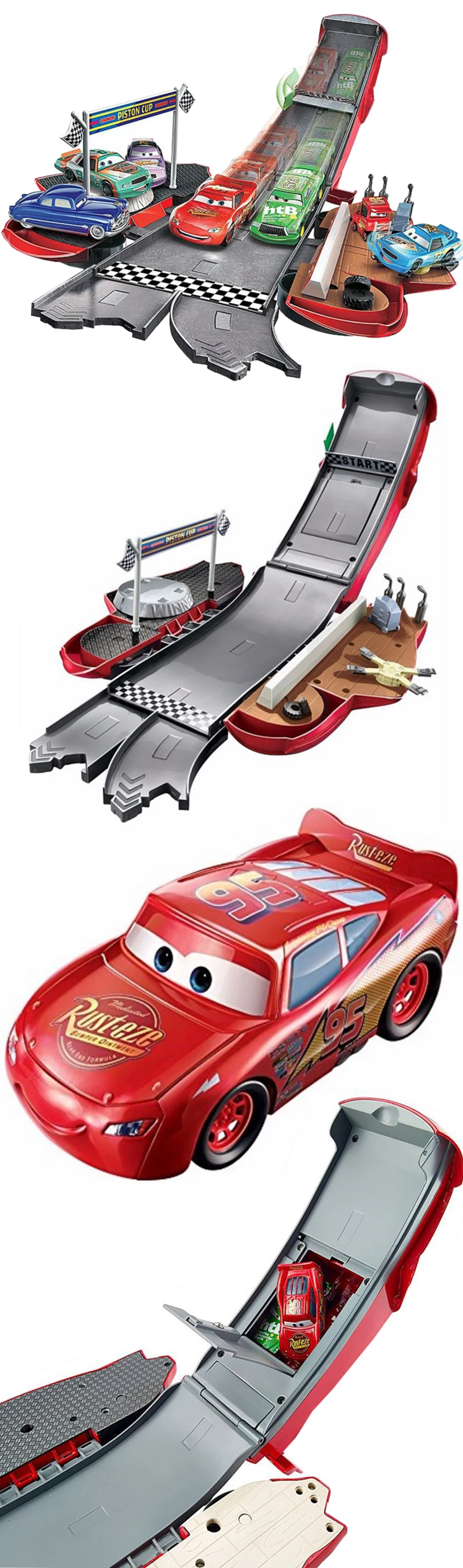 Disney Pixar Cars Transform Lightning McQueen Big Deform Car Slide Track Educational Toy for Children DVF38