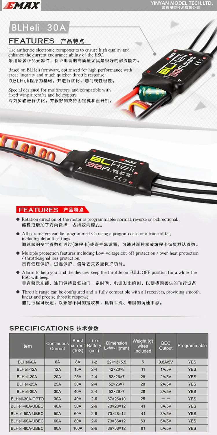 For New Yinyan blheli series qav250 crossing model small four axis 12a 20A 40A 30A electric regulation