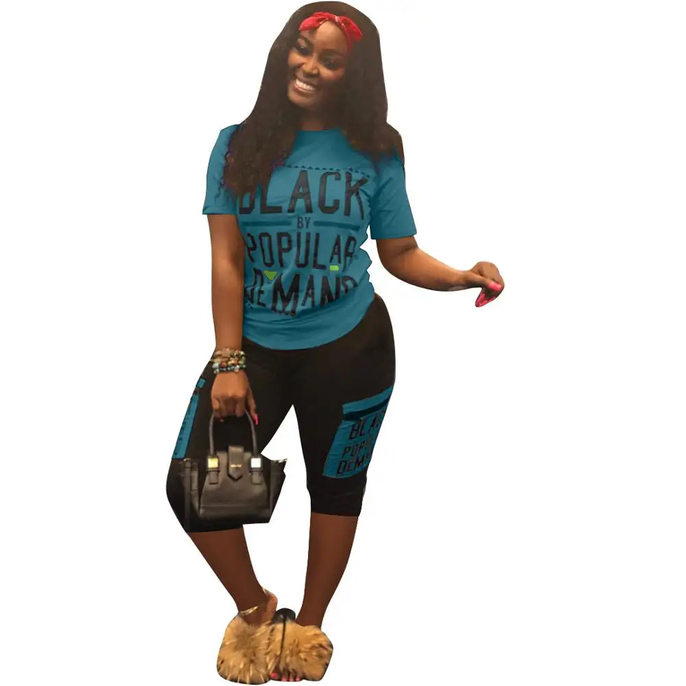 Women Tracksuit Sets 2 Piece Sets Short Sleeve Female Top Suit 2020 Summer Sport Pant Suits Female F986