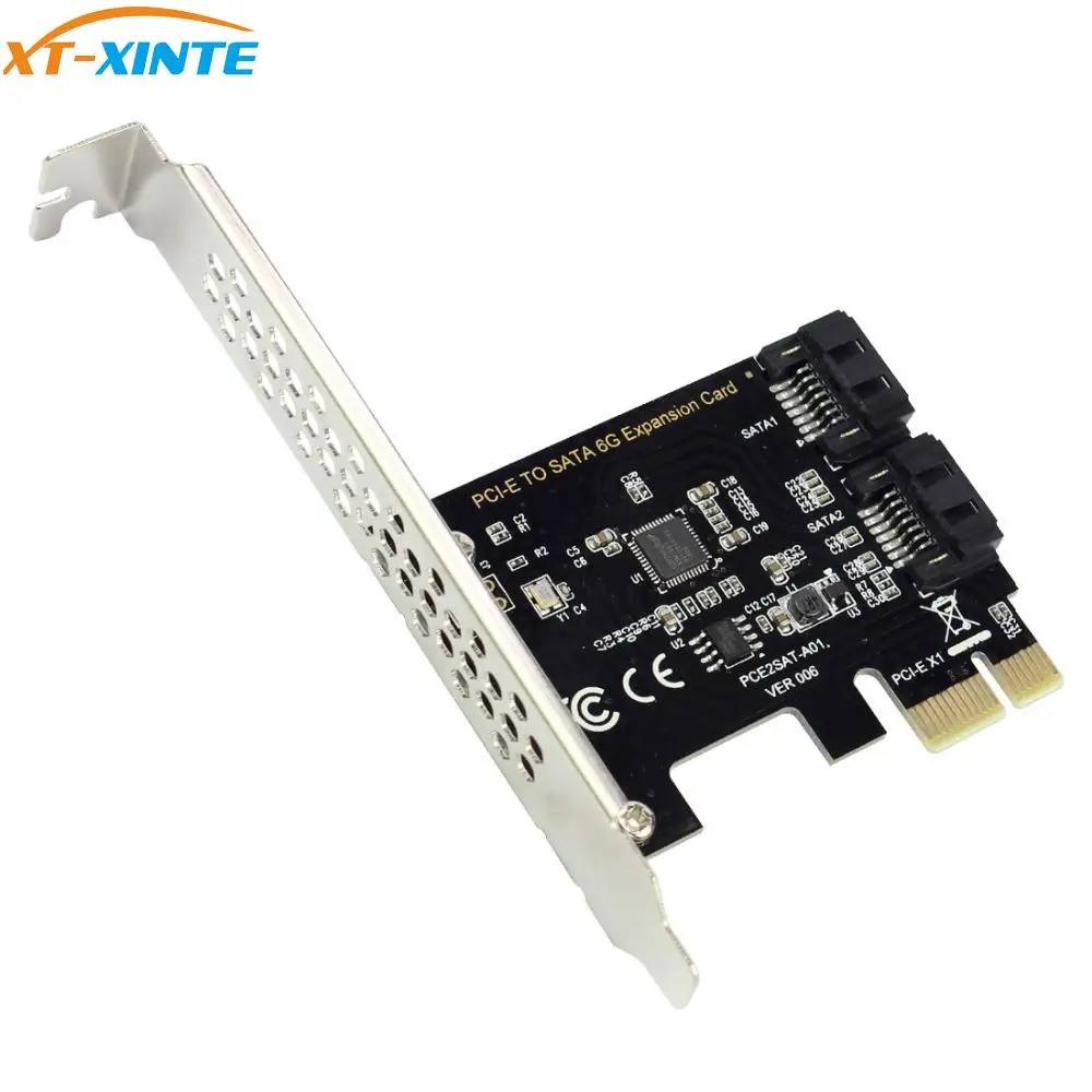 Адаптер PCI E Express X16 на SATA3.0 7Pin 2 порта SATA III 6G карта расширения контроллера адаптер