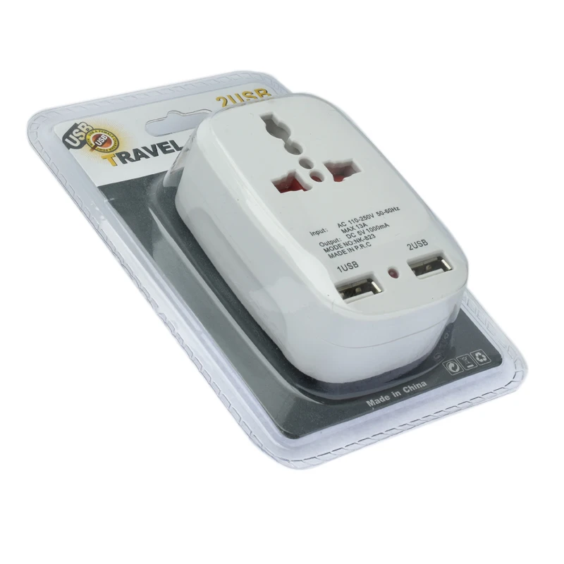 Горячие путешествия универсальный ЕС Подключите адаптер с двойным usb dc5v1a Раунд 2 шпильки телефона зарядки мобильных устройств Электрический преобразователь