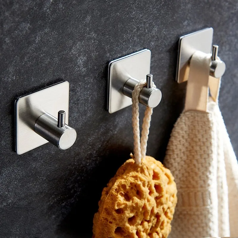 4 шт. самоклеящийся крючок домашние кухонные крючки для стен и дверей вешалки для ключей стойка из нержавеющей стали вешалка для полотенец для ванной кухни туалета