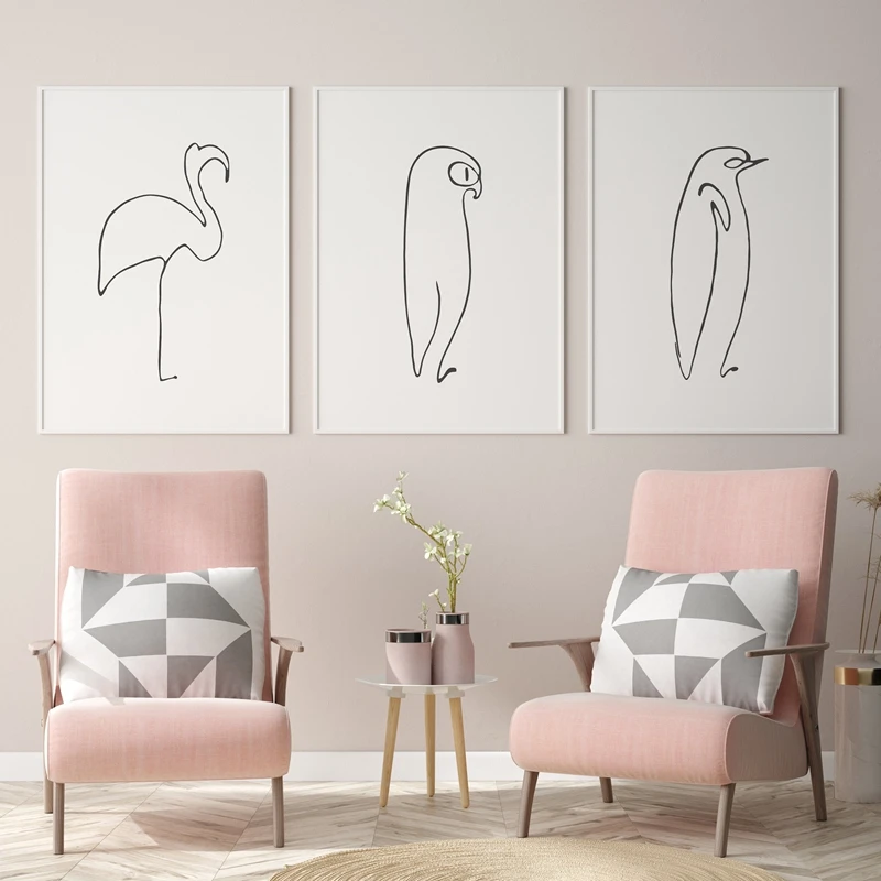 Pablo Picasso Print Animals Abstract One Line Drawings Painting Pictures Sketches Minimalist Wall Art Canvas Prints_voghion.com