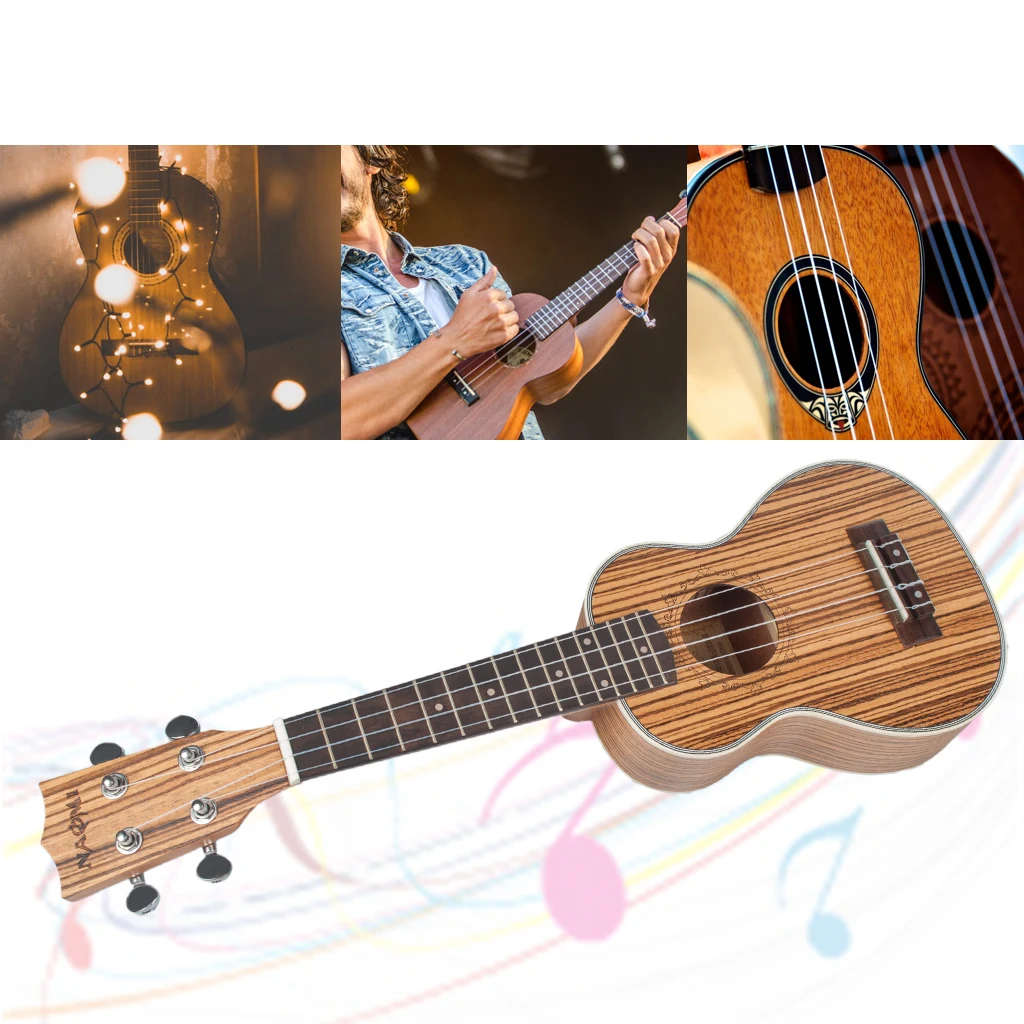 Гавайская гитара 21 Акустическая Zebrawood 15 Лада 4 струны гавайская музыкальный