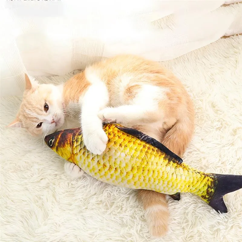 Soft Plush Fish Shape Cat Chew Toy Interactive Gifts Cat Catnip Toys Stuffed Pillow Doll Simulation Playing Toy Pet Accessories