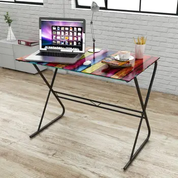 

Glass Desk with Rainbow Pattern