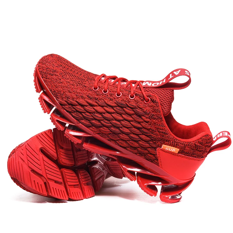 Большие размеры 45, 46, мужские кроссовки с отскакиванием, осенние дышащие спортивные кроссовки для мужчин, спортивные кроссовки, используемые на беговой дорожке - Цвет: Красный