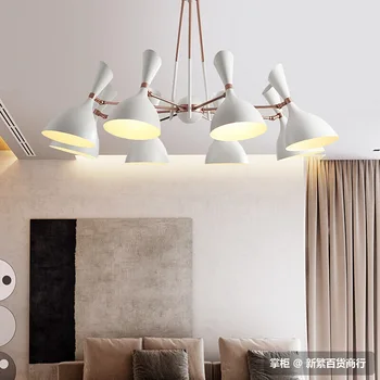 

8 Creative living room lamp modern minimalist LED home wrought iron fashion bedroom restaurant chandelier art hotel hall light