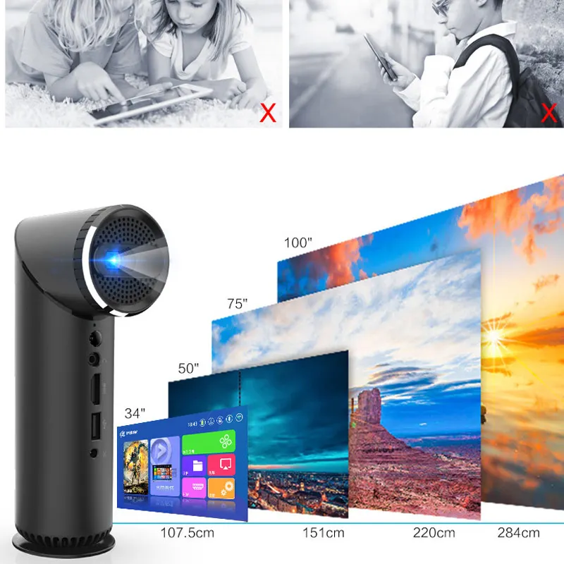 

Mini Projector 1080P Video DLP Wireless Projector with 2.4/5G WiFi Bluetooth Support HDMI USB GV99
