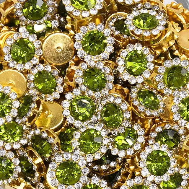 100 Claw Cup Glass Rhinestones Strass Shiny Crystals Stones Trim Gold Base Sew on Rhinestones For Clothes DIY Sewing Accessories B07