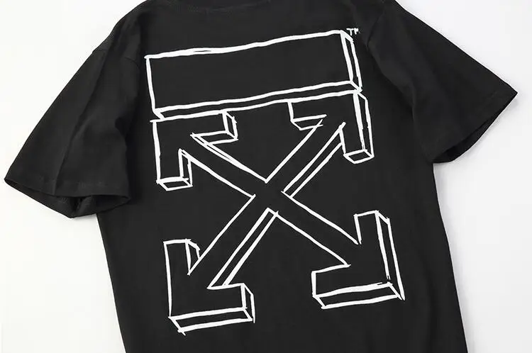 3D эскиз стрелы 18ss Off-White OW для мужчин и женщин унисекс пара влюбленных Милая модели хлопок Круглый вырез короткий рукав Футболка