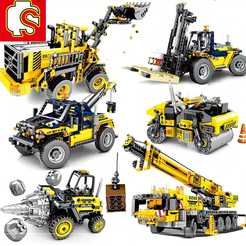 SEMBO Technic Legoing Engineering Lifting City Crane Truck Excavator строительные блоки игрушки для