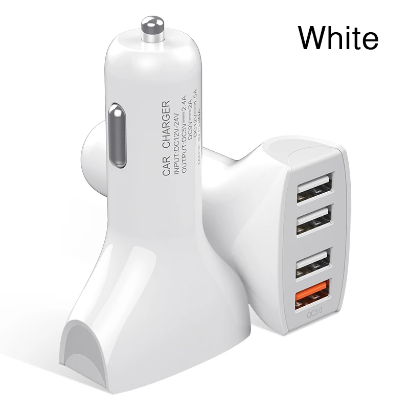 Автомобильное зарядное устройство REDNUT Quick Charge QC 3,0 Автомобильное зарядное устройство 4 порта быстрое автомобильное зарядное устройство телефон автомобильное USB зарядное устройство для samsung Xiaomi iPhone - Тип штекера: White