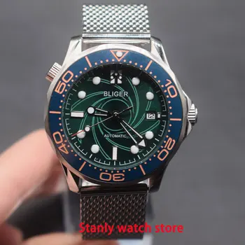

Sapphire glass Bliger 41mm green dial luminous marks ceramic bezel miyota 8215 automatic movement men's watch
