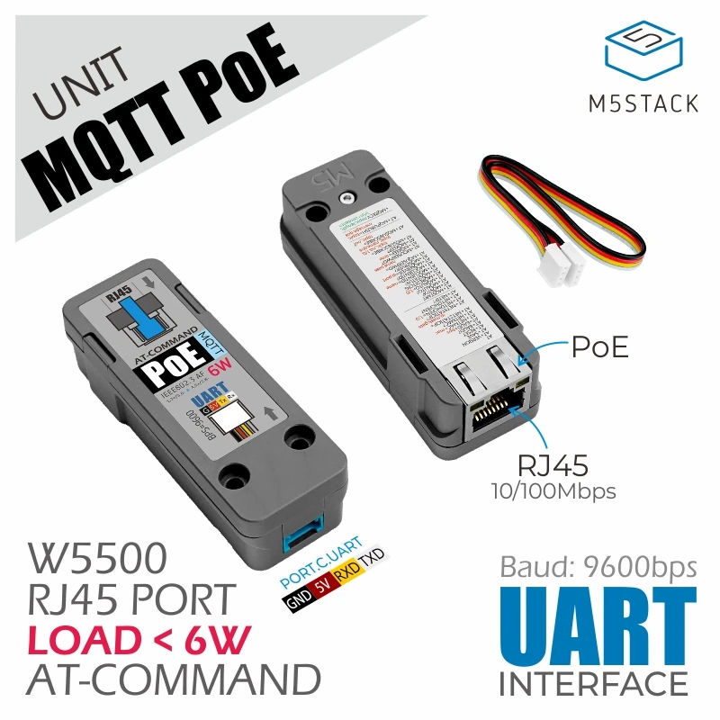 Oficial Mqtt Poe Unidade com Poe Porto Ethernet Mqtt Módulo de Comunicação Incorporado W5500 Ethernet Chip M5stack Acessórios p/ quadro de demonstração - Imagem 2