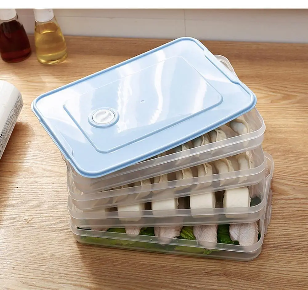 

Single Layer egg holder for refrigerator Food Dumplings Airtight Storage container food Plastic Box container for refrigerator