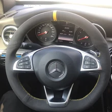 Ручная пошив черная замша чехол на руль для Benz AMG c260gl E C e3001 c200 e260l 350