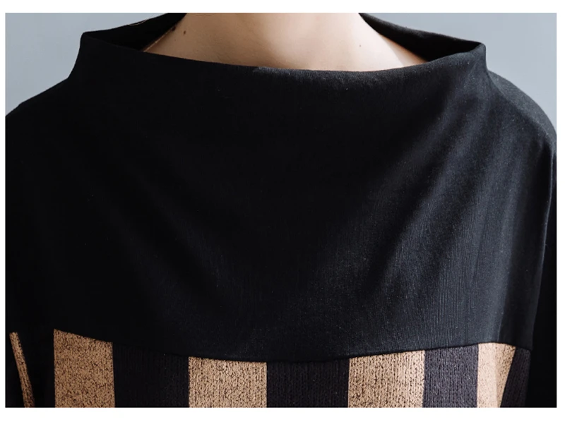 ARCSINX/женские платья больших размеров 4XL 5XL 6XL 7XL 8XL в полоску с высоким воротником, женские платья на осень и зиму