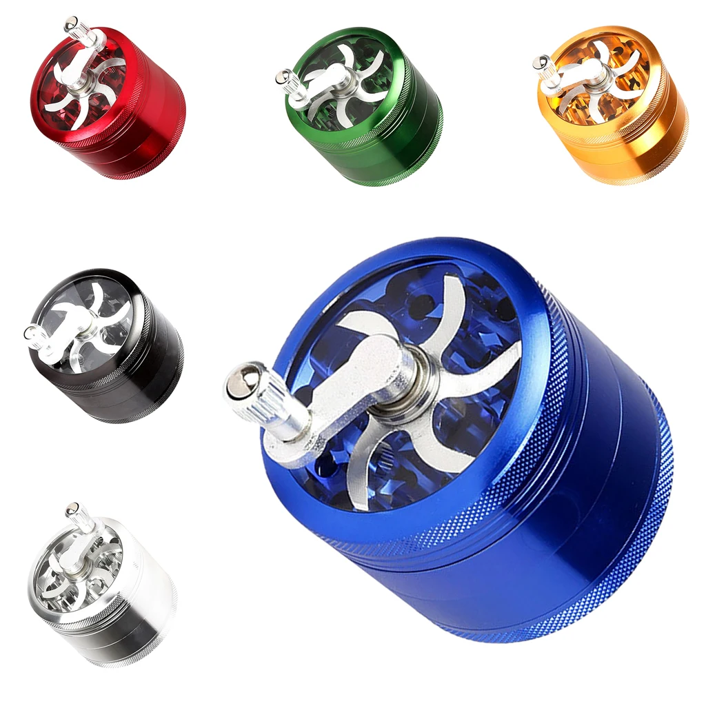 Metal Herb Spice Grinder 4 Parts Hand Crank Herbs Spice Mill Grinder Extra Storage