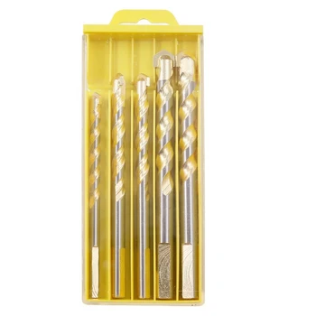 

WSFS Hot 5Pcs Triple-cornered Handle Alloy Multifunctional Drill Bits 6-12Mm Blade Diameter for Electric Drill Functional