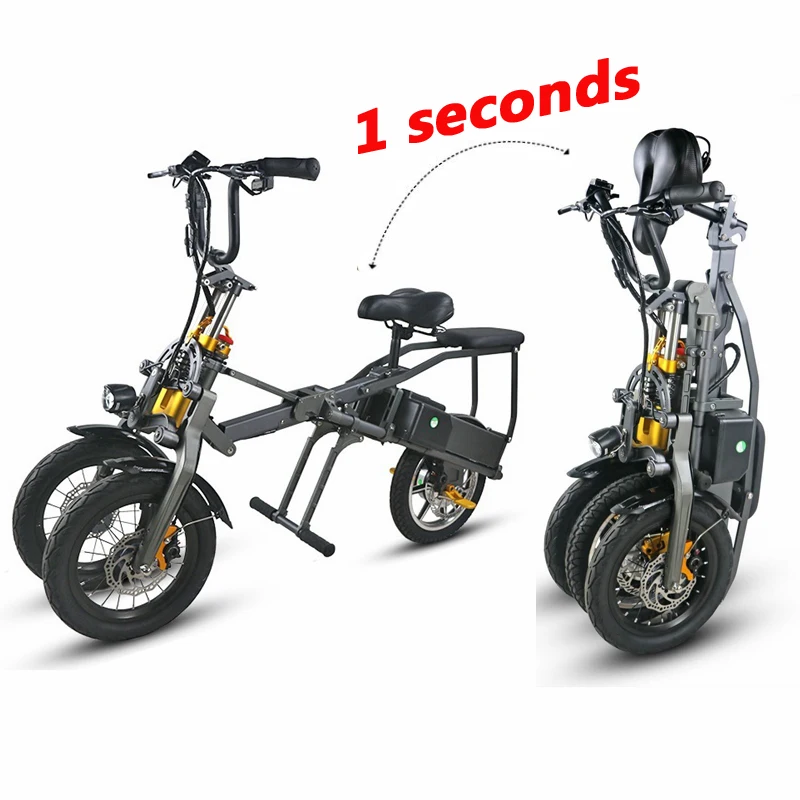 Top 3 Wheel Electric Scooter E Bike Bicycle foldable High Speed Electric Tricycle with 2 pcs battery 350W Powerful for Adult 0